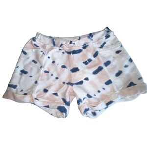 New Directions Studio Women Blue Peach Tie Dye French Terry Lounge Shorts Small